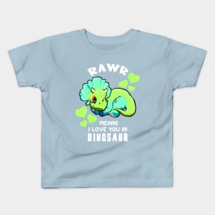 Rawr Means I Love You In Dinosaur Baby Triceratops Design Kids T-Shirt